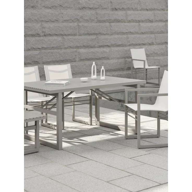 Gartenesstisch Vevi aus Aluminium, modern, beige, für 4–6 Personen, 160x90 cm – Bild 7