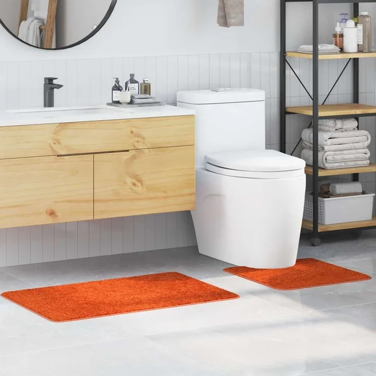 vidaXL Anti-Rutsch Badematten-Set 2 Stk. Orange 50 x 50 cm PP 4019861