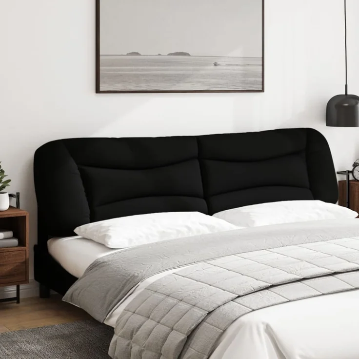 vidaXL Kopfteil-Kissen Schwarz 200 cm Stoff – Bild 2