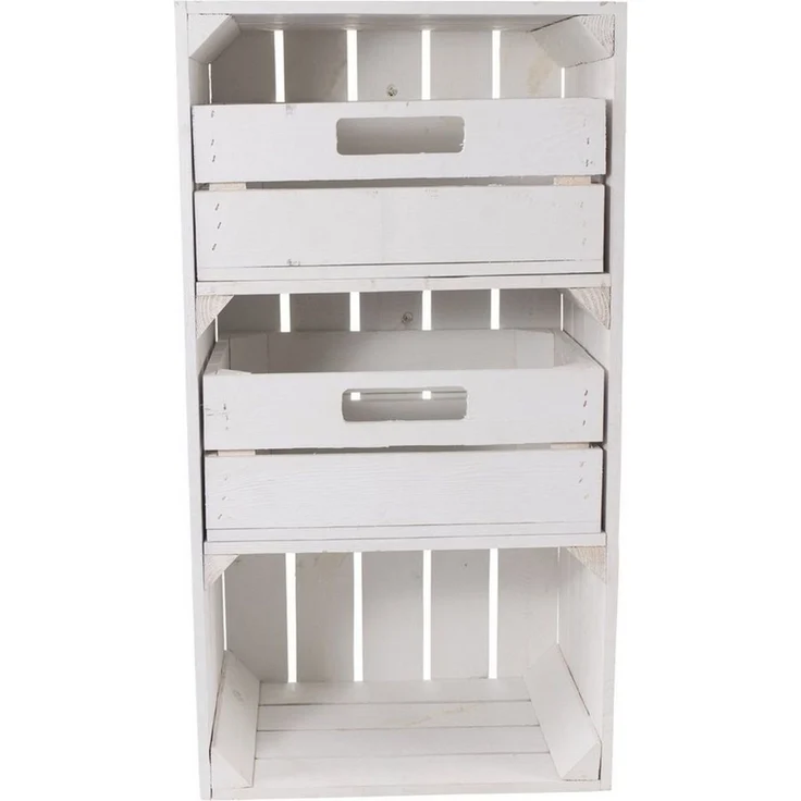 Kistenkolli Altes Land Allzweckkiste Regalkiste "Willi" in weiß mit zwei Schubladen 68x40x31 (Spar-Set) – Bild 1