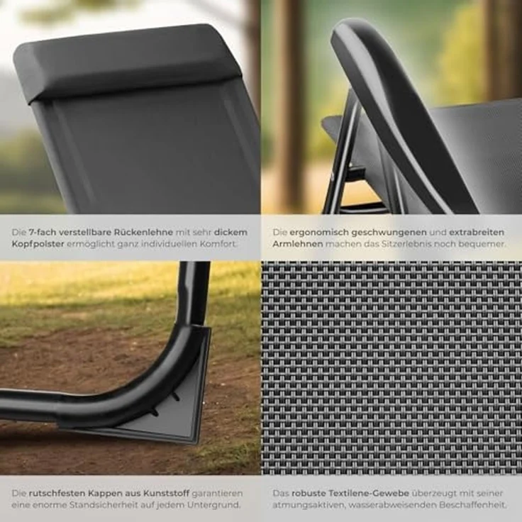 tectake Campingstuhl Müritz (2er Set, 2 St), klappbar – Bild 6