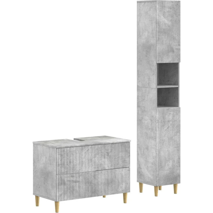 vidaXL 2-teiliges Badezimmer Schrank Set ARNHEM Betongrau 3417525 – Bild 2