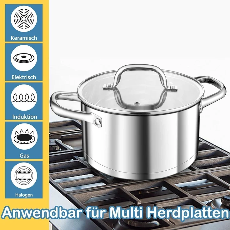 TEAMFAR Kochtopf 20cm Edelstahl Nudeltopf Induktion 3-Lagen Boden 3,8L – Bild 6
