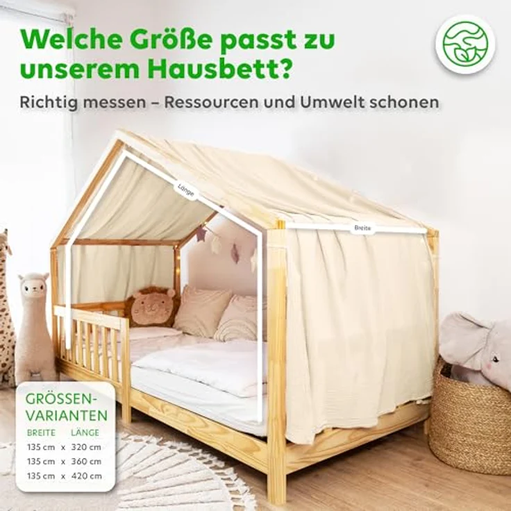 lilimaus Betthimmel, Musselin Baumwolle, Creme, 135 x 320cm – Bild 5