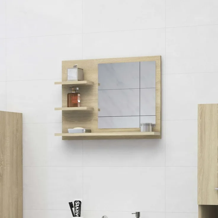 vidaXL Badspiegel Sonoma-Eiche 60x10,5x45 cm Holzwerkstoff 805009
