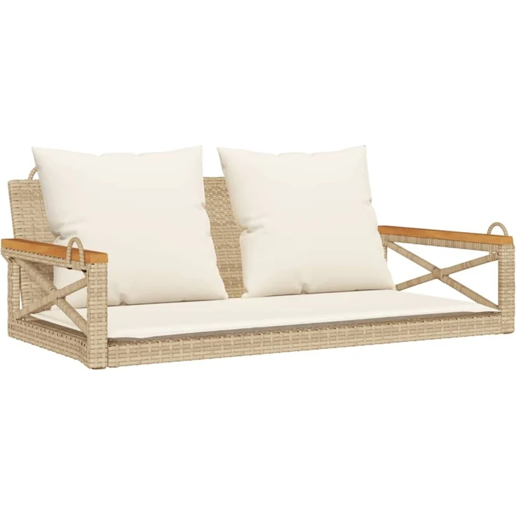 vidaXL Hängebank mit Kissen Beige 109x62x40 cm Poly Rattan 368157 – Bild 2