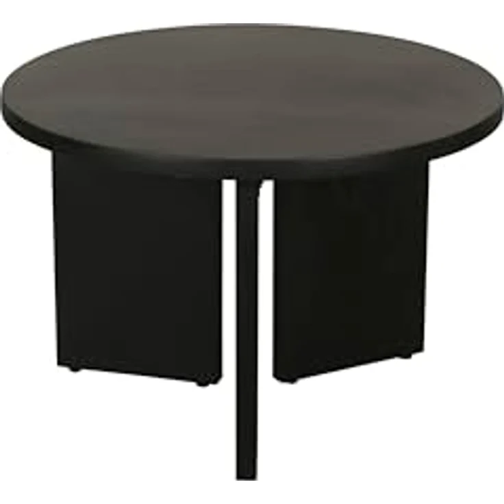 MID.YOU Couchtisch, rund, Schwarz, aus massivem Akazienholz, 60x41x60 cm, einfacher Aufbau – Bild 1