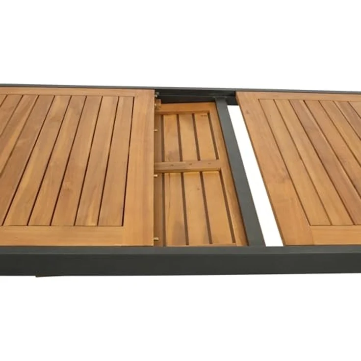 DEGAMO MILOS Garten-Ausziehtisch, Alu + Akazie, anthrazit/braun, 150/200x90cm – Bild 6