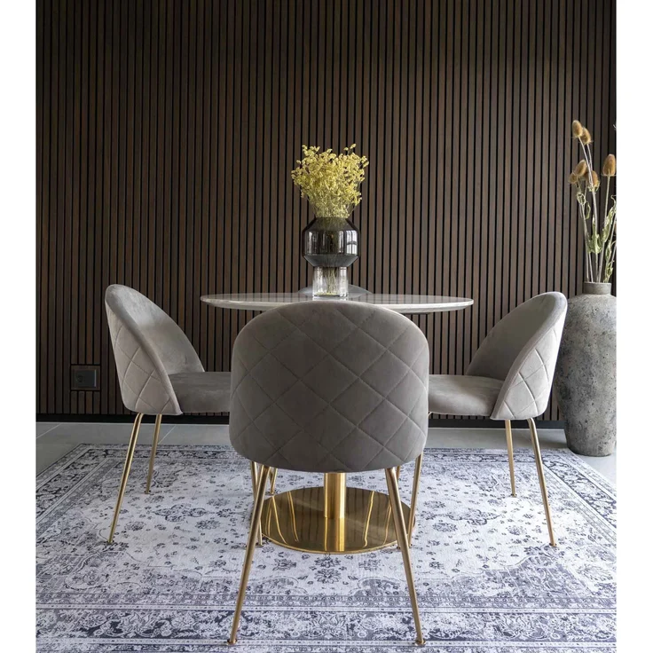 House Nordic Esszimmerstuhl, Samt, grau, Beine in Messingoptik, HN1213 - 2er set – Bild 9