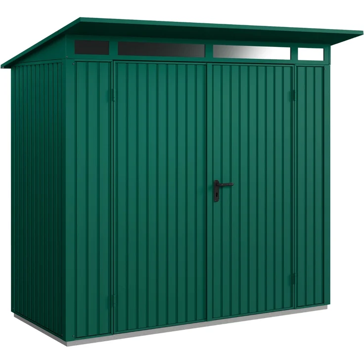 Hörmann Metall-Gerätehaus Berry Classic mit Pultdach Typ 1, 248 x 153 cm, moosgrün, 3,8 m²,2-flüglige Tür – Bild 1