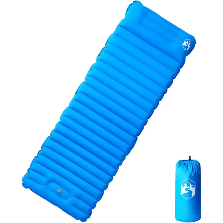 vidaXL Selbstaufblasende Isomatte mit Kissen Blau 4007120