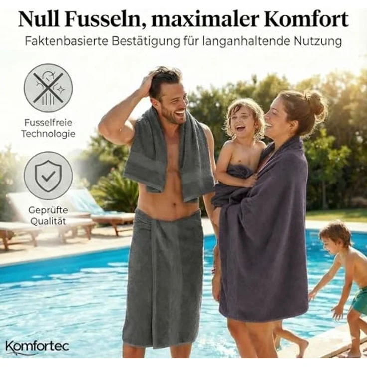 Komfortec Handtuch Set 100% Baumwolle, 4 Badetücher 70x140 und 4 Handtücher 50x100 cm, Frottee (Packung, 8-St), Badehandtuch & XXL Saunatuch, Weich, Towel, Groß – Bild 6