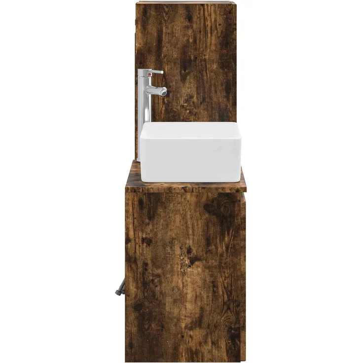 vidaXL Badezimmerschrank-Set 2 stk. Geräucherte Eiche 3406128 – Bild 4
