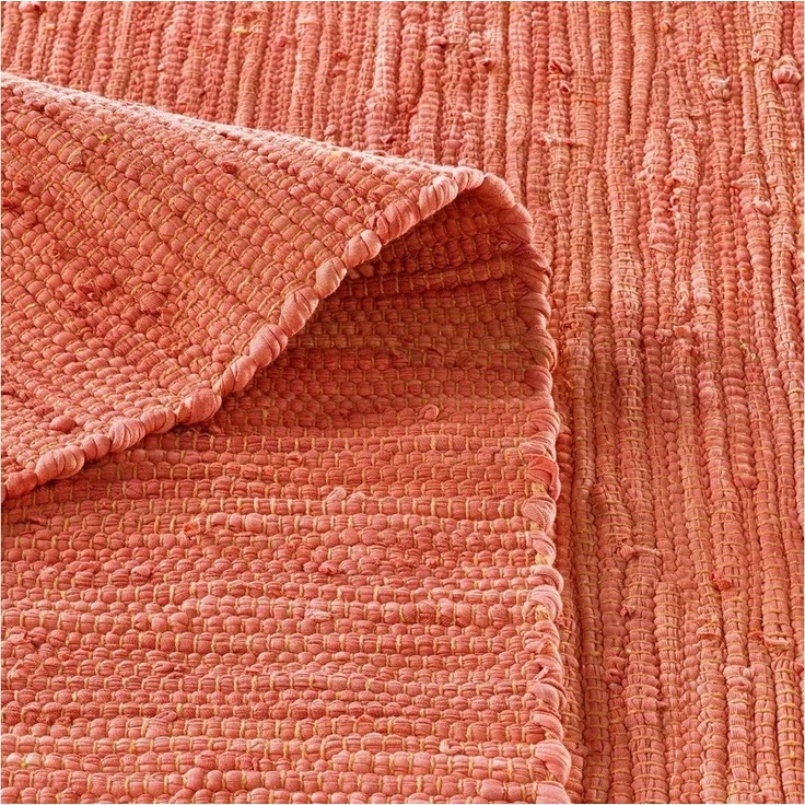 TaraCarpet Teppich Flickenteppich TaraCarpet Sylt mit Fransen, rechteckig, Höhe: 5 mm, Wohnzimmer Schlafzimmer Küchenteppich terracotta 060x120 – Bild 3