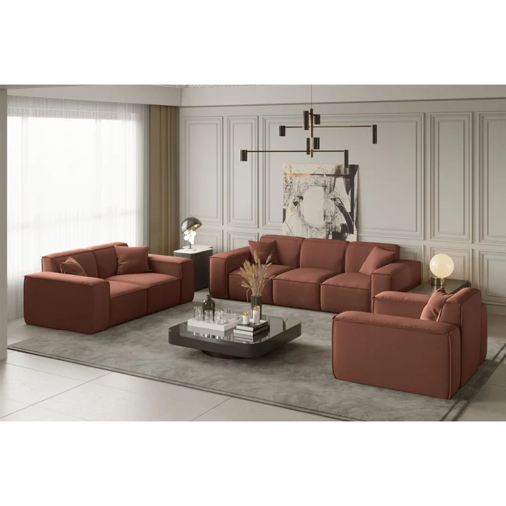 Sofa Designersofa CELES 2-Sitzer in Stoff Opera Velvet Kupferbraun – Bild 2