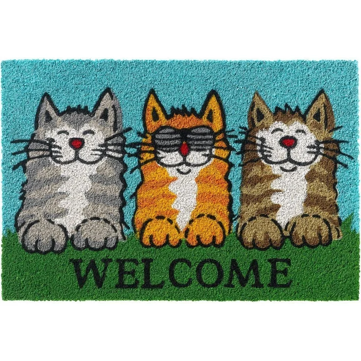 matches21 HOME & HOBBY Fußmatte Kokosmatte Katzen Welcome Spruch als aussen Sauberlaufmatte, rechteckig, Höhe: 15 mm, Rutschfeste Kokos-Türmatte als Outdoor Schmutzfangmatte 40x60 cm – Bild 3