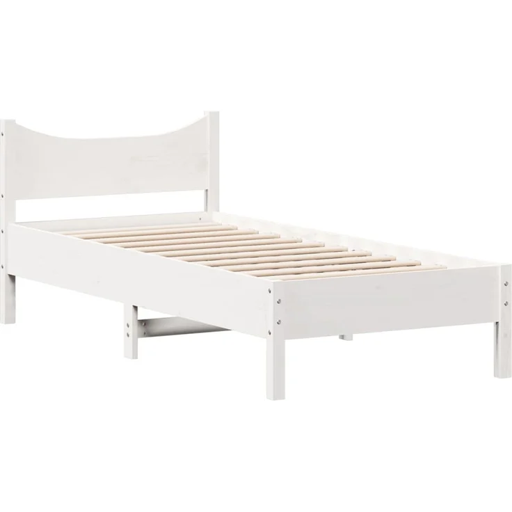 Einzelbetten, Betten für Erwachsene, Massivholzbett ohne Matratze Weiß 75x190 cm Kiefernholz de4988 – Bild 3