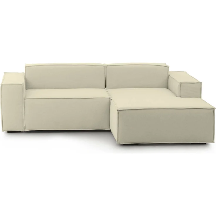 Dmora Sofa mit Halbinsel Amuleto, modulares 2-Sitzer-Sofa mit rechter Halbinsel, Stoffsofa, 100 % Made in Italy, 220 x 170 x 70 cm, Beige – Bild 1