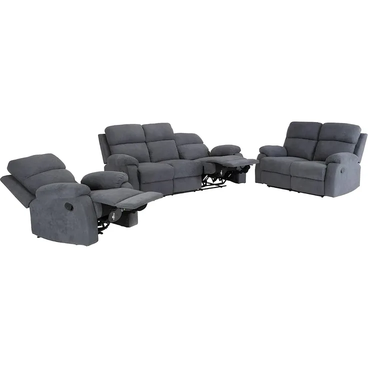 Vente-unique - Relaxgarnitur 3+2+1 TOLZANO - Stoff - Anthrazit