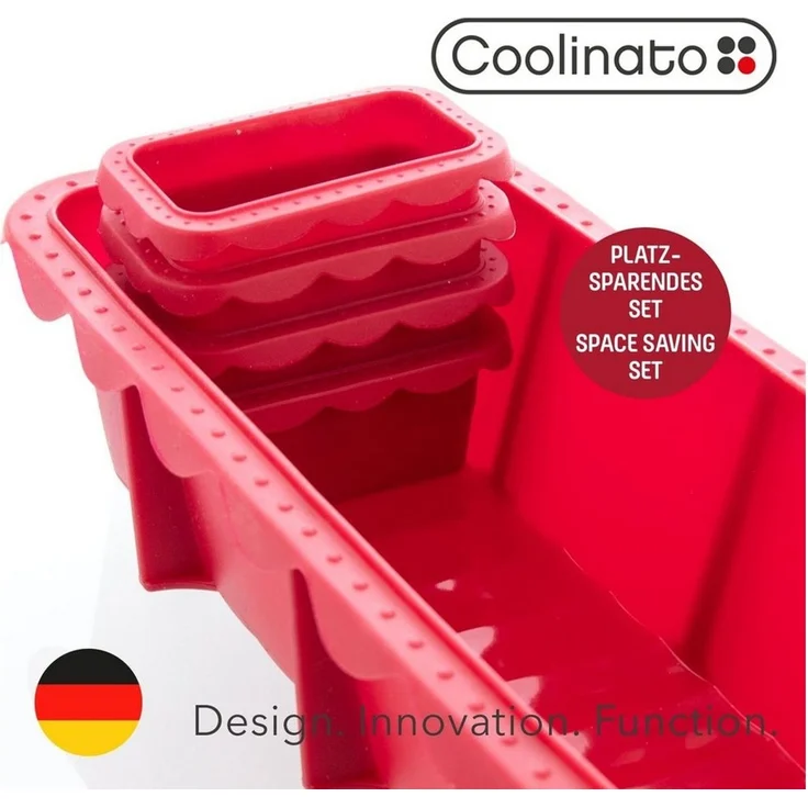 Coolinato Backform Coolinato Silikon Kastenform Set 5tlg, ROT, inkl. Rezepte – Bild 2