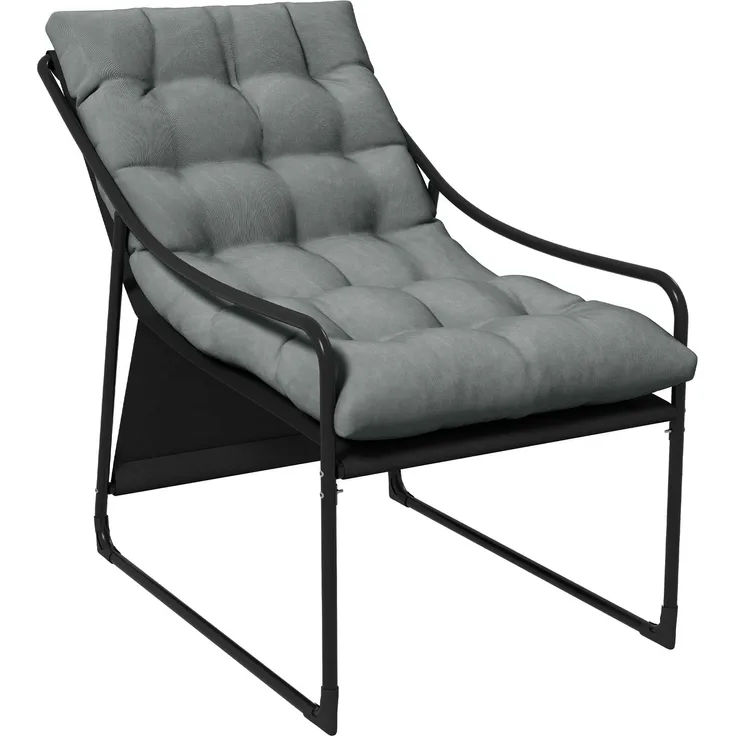 Outsunny Gartensessel, Stahl, Polyester, Grau, 62L x 110B x 88H cm
