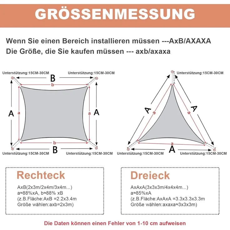 AXT SHADE Sonnensegel Wasserdicht Rechteckig 3x4 m Wetterschutz Sonnenschutz PES Polyester mit UV Schutz für Terrasse Balkon Garten-Terracotta – Bild 6