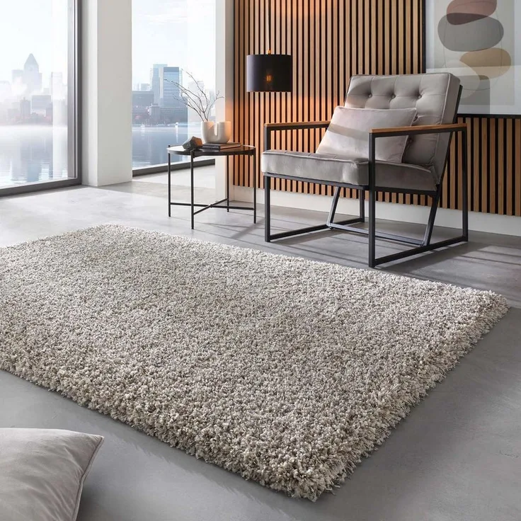 TaraCarpet Langflor-Teppich Ragolle Twilight, rechteckig, Höhe: 60 mm, Shaggy Hochflorteppich grau weiß Wohnzimmer Schlafzimmer 065x130