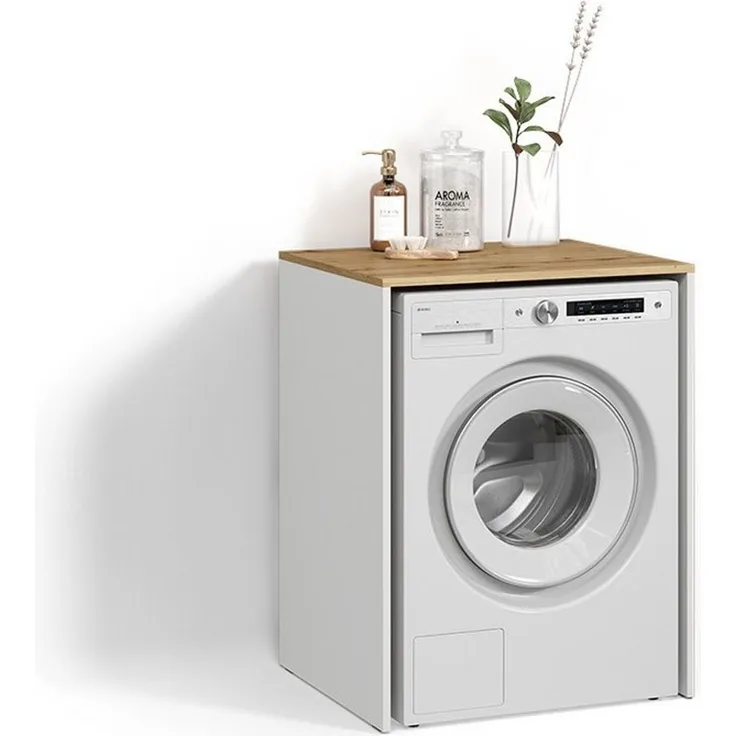 Livinity® Waschmaschinenumbauschrank Paolina, Weiß/Artisan, 68 x 88.2 cm (1-St)