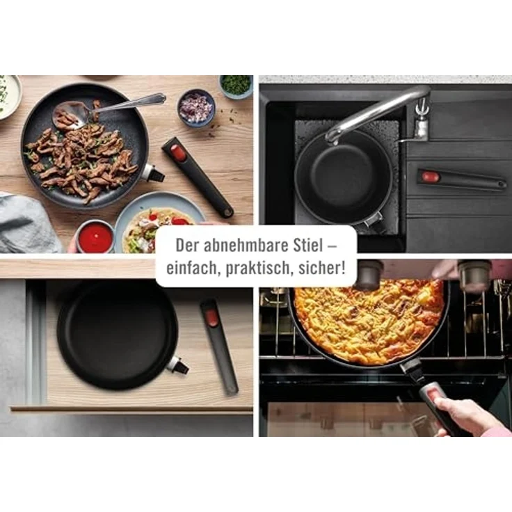 WOLL Steelpan EcoLite QXR Ø 18 cm, 19,1 x 9 x 19,1 cm/ 1,6 L Recyceltes Alu PFAS‑frei Diamond Beschichtung Abnehmbarer Griff Alle Herdarten Induktion Ofenfest bis 300 °C Spülmaschinenfest – Bild 3