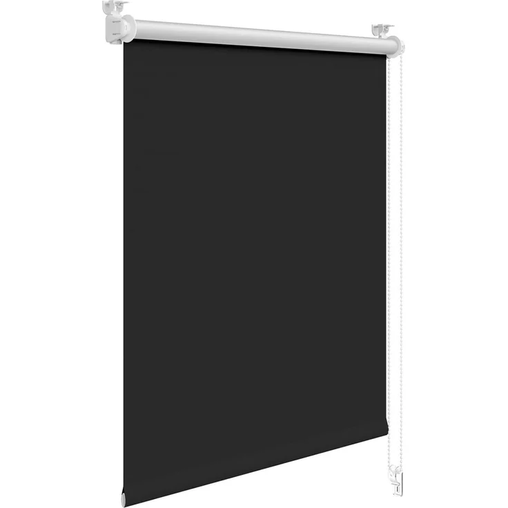 WOLTU Verdunkelungsrollo ohne Bohren, Thermo Verdunkelungsrollo mit Kette, Sichtschutz, für Türen und Fenster, Schwarz，B120 x H130 cm – Bild 1