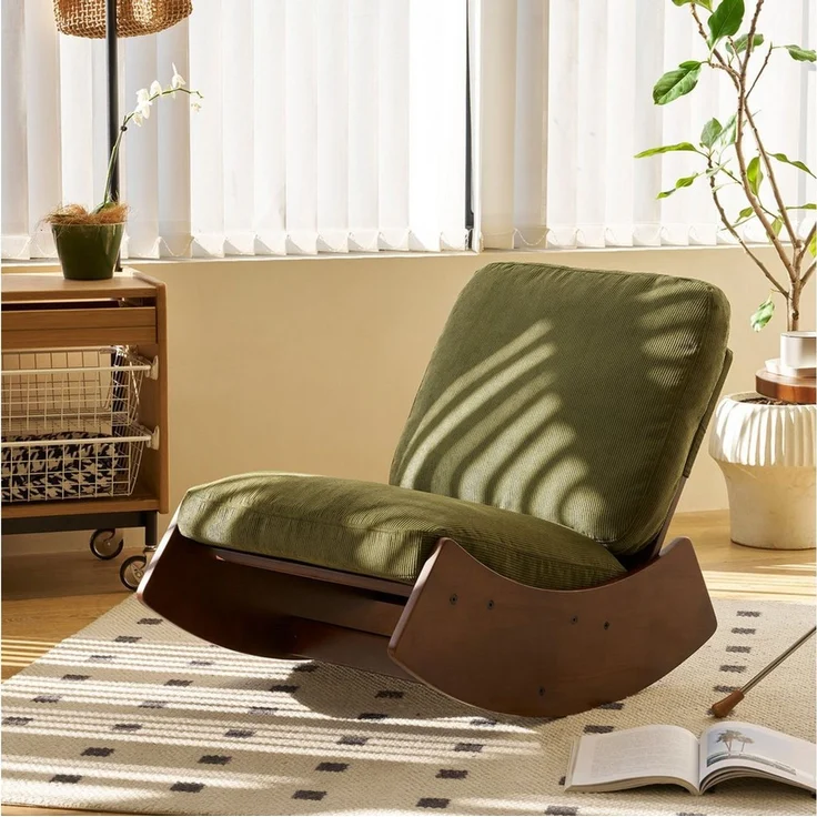 STILVORA Schaukelstuhl mit Gleitfunktion Schaukelsessel mit Massivholzrahmen für Schlafzimmer (Loungesessel mit ergonomischen Design), für Kinderzimmer, Schlafzimmer, Wohnzimmer und mehr – Bild 1
