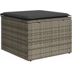 vidaXL Gartenhocker mit Kissen Grau 55x55x37 cm Poly Rattan 366117