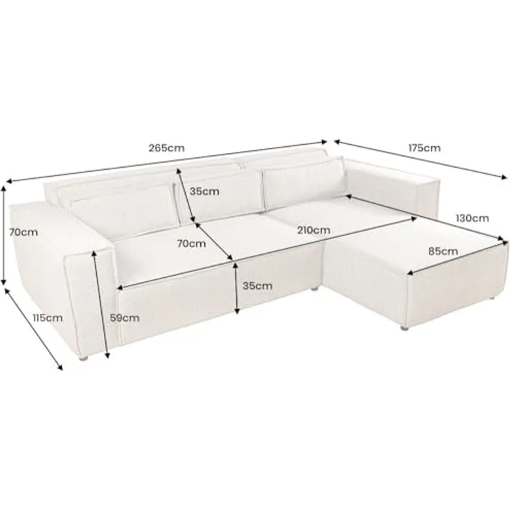 riess-ambiente Ecksofa BOSSA NOVA 265cm antik taupe, Einzelartikel 1 Teile, Wohnzimmer · Microfaser · L-Form · inkl. Kissen · Modern Design – Bild 3