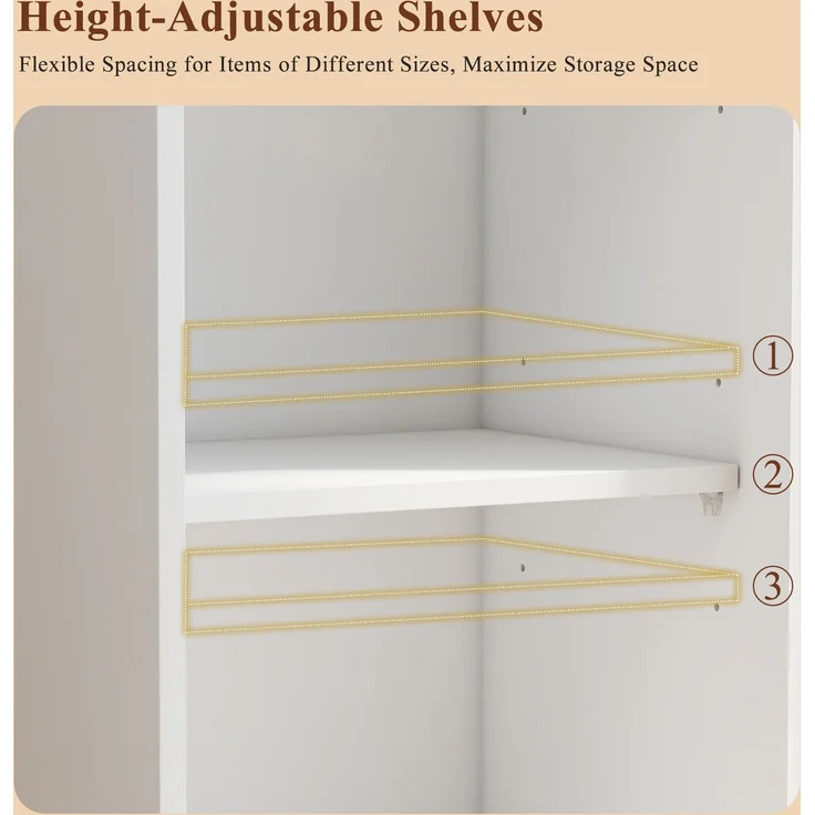 Vitrine mit LED-Beleuchtung, modernes Bücherregal mit Glastüren und 2 Schubladen, Vitrine für Sammlerstücke, moderner Stil mit goldenen Griffen, weiß–H165/B40/T35cm--Weiß--40x35x165cm--YOUDENOVA – Bild 10
