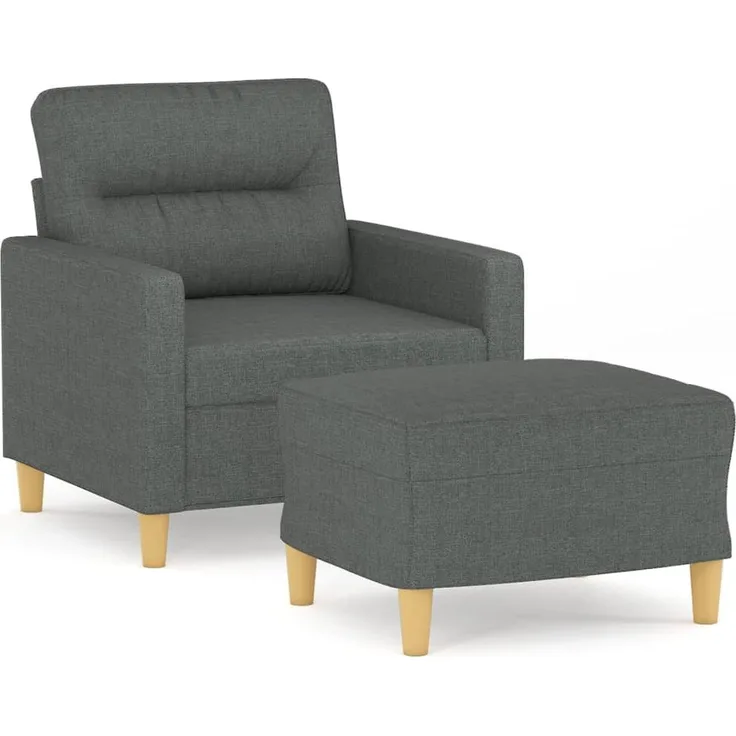 vidaXL Sessel mit Hocker Dunkelgrau 60 cm Stoff 3201066