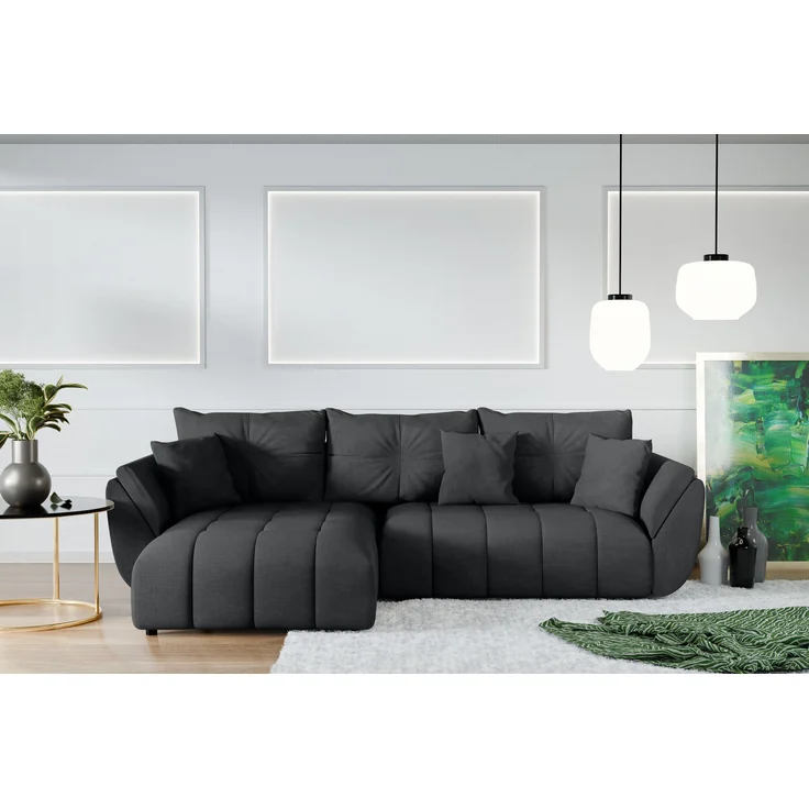 AX LIVING L Form Ecksofa dunkelgrau Verciani Schlaffunktion Bettkasten – Bild 3