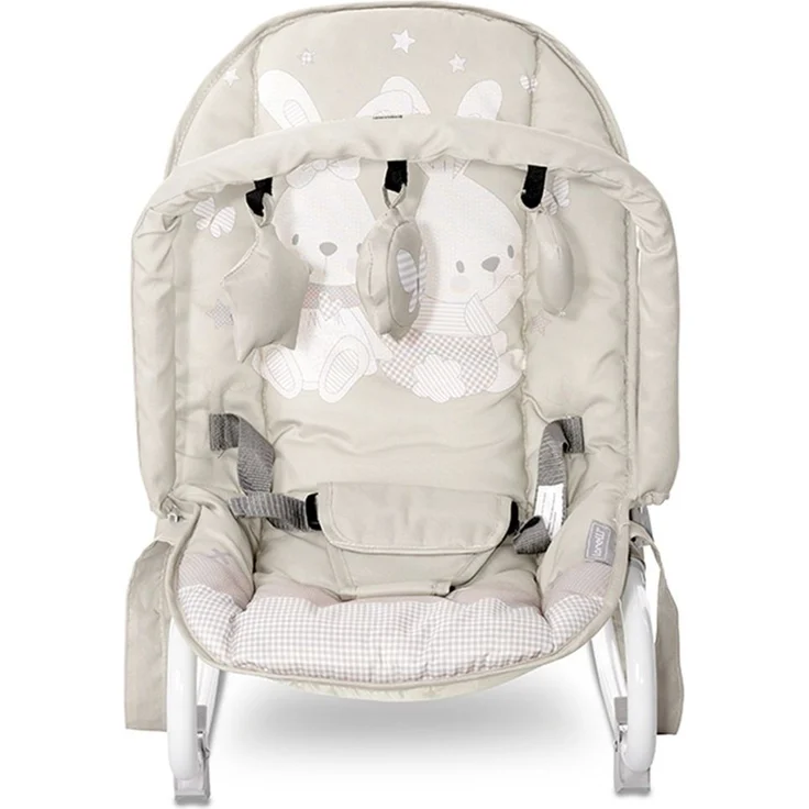 Lorelli Babywippe Eliza Spielbogen, verstellbar, Tragegriffe, Schwingeffekt beige weiß – Bild 2
