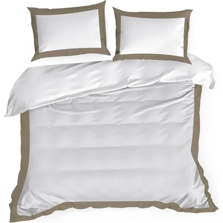 Eurofirany Bettwäsche LAURA ELIZA, 55 % Baumwolle, 45 % Polyester, 3 teilig, mit dekorative Kante oder Rüsche, atmungsaktiv