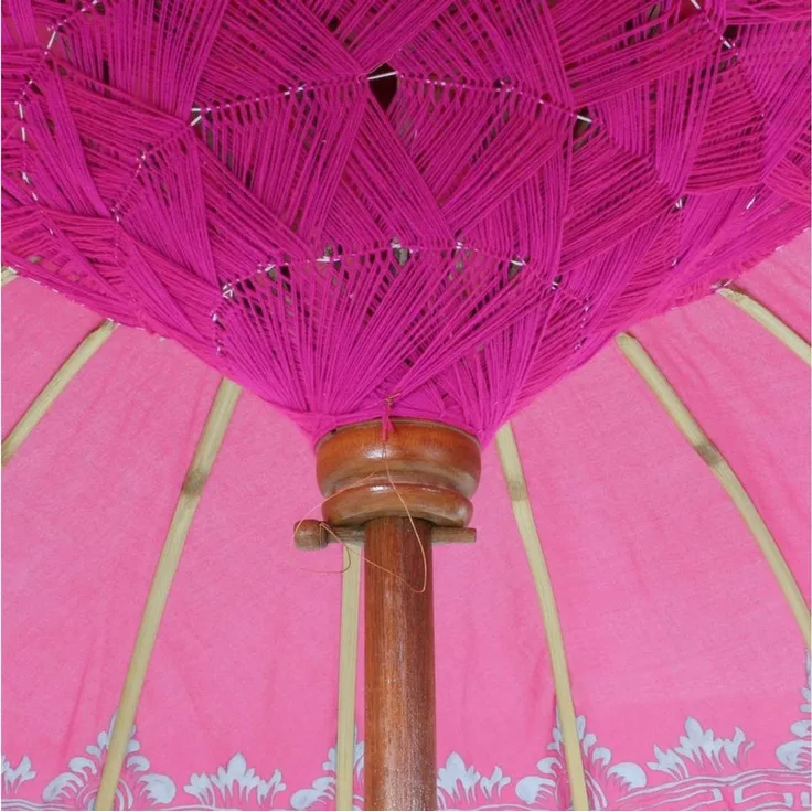 Oriental Galerie Sonnenschirm Balkon Bali-Sonnenschirm 130 Ø cm Pink Silber