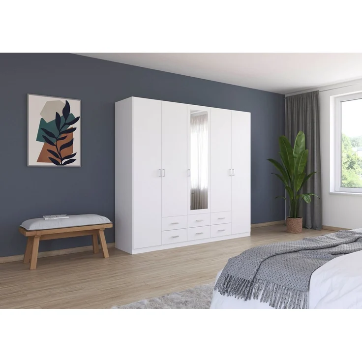rauch Kleiderschrank Schrank Garderobe Mehrzweckschrank Schlafzimmer Ankleide Möbel GAMMA (in 3 Ausstattungen BASIC/CLASSIC/PREMIUM (inkl. SOFT-CLOSE-Funktion) Weiß, 226 cm breit, 6 Schubladen MADE IN GERMANY – Bild 2