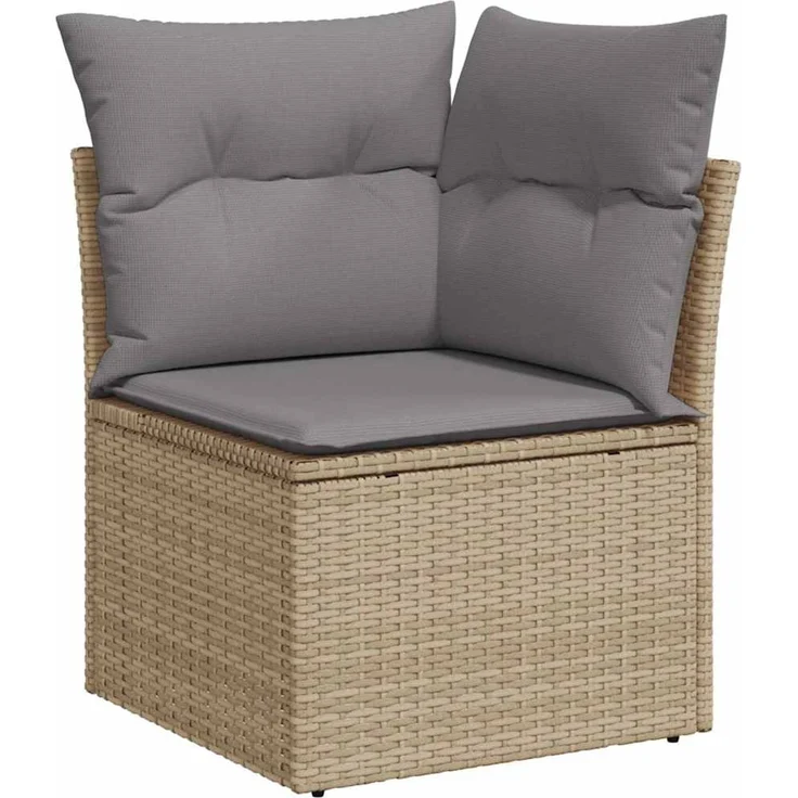 vidaXL 5-tlg. Garten-Sofagarnitur mit Kissen Beige Poly Rattan 3326150 – Bild 4