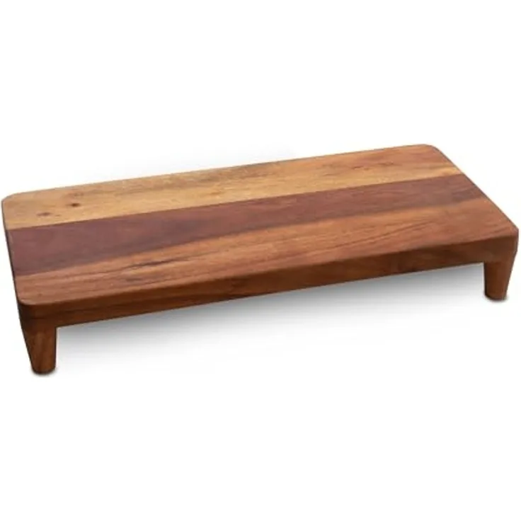 Spetebo Tablett Akazien Tischpodest lebensmittelecht - 45 x 21 cm, Akazien Holz, (Stück, 1-tlg, Tablett), Holz Serviertablett braun mit 4 Füßen
