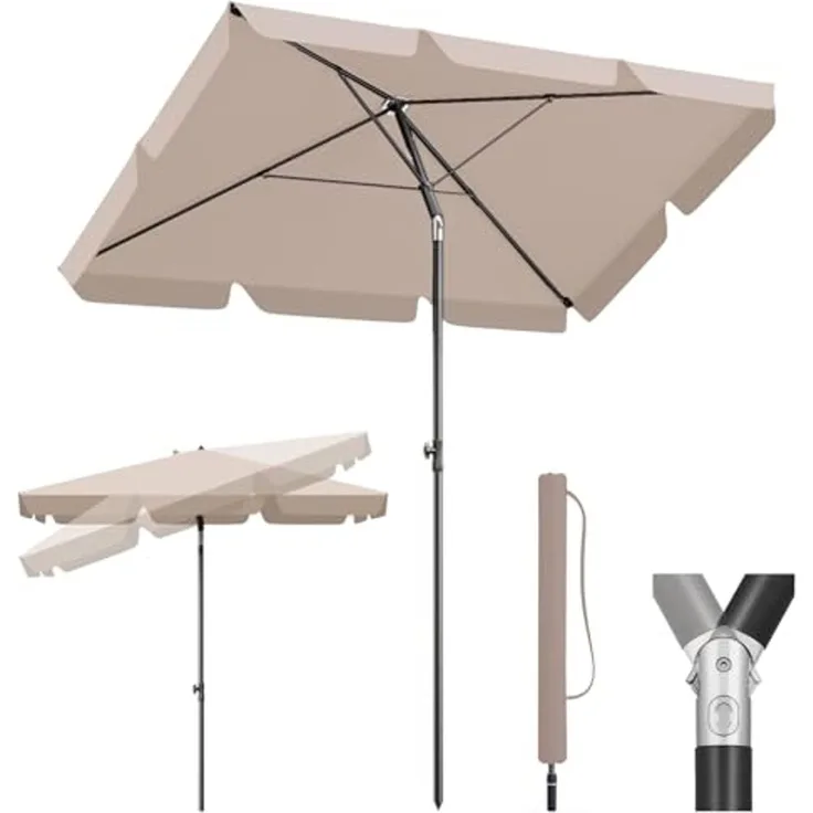 Sekey Rechteckschirm Sonnenschirm Rechteckig Balkon Balkonschirm Knickbar, LxB: 210,00x140,00 cm, UV50+ Sonnenschutz, für Terrasse