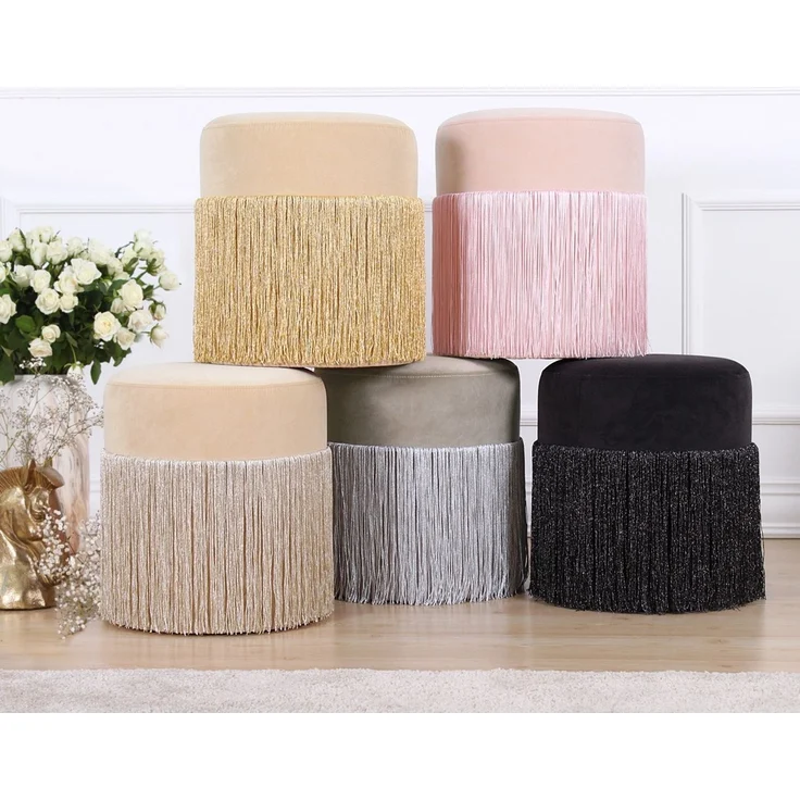 Atelier Del Sofa Modern Black Velvet Pouffe, 40 cm Height x 45 cm Depth | 100% Velvet, 6 cm Orthopedic Sponge, PVC Coated Hidden Legs | Stylish & Functional, 150 kg Capacity – Bild 10