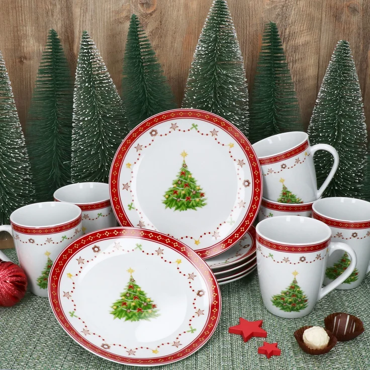 Weihnachtstraum 12tlg Frühstücksset Porzellan 6 Pers. Weihnachten – Bild 2