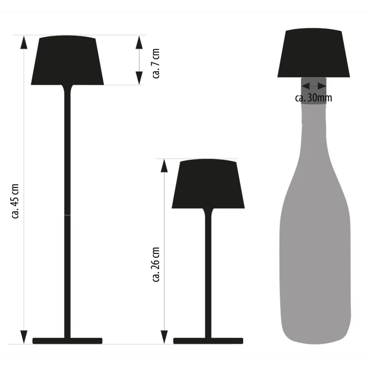 Northpoint LED Tischleuchte LED Akku Tischlampe Flaschenleuchte 3in1 45cm warmweiß – Bild 2