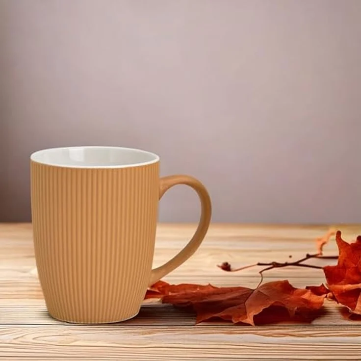 matches21 HOME & HOBBY Tasse Kaffeetassen 4er Set einfarbig gerippt Pastellfarben Rillen, 4-tlg, Keramik, Tee Kaffee-Becher, modern, orange beige creme grün, 300 ml – Bild 7