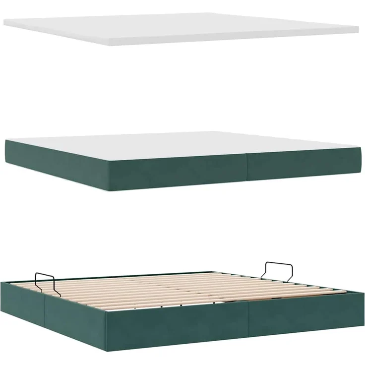 vidaXL Aufbewahrungsbett mit Matratze Dunkelgrün 200 x 200 cm Samt 3372114 – Bild 8