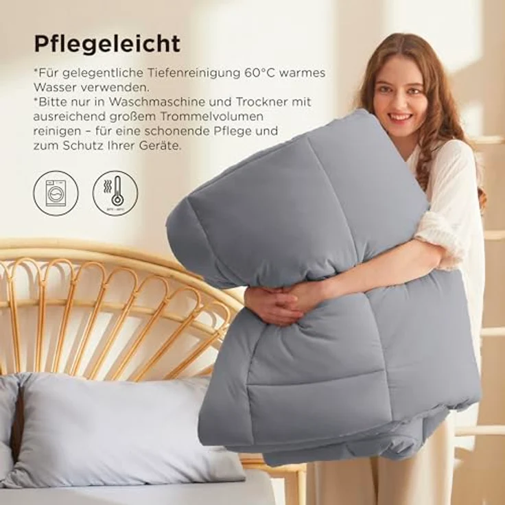 BEDSURE Bettdecke 135x200 Winterdecke 450gsm - Warm Winterdecke 135x200 cm für Winter, 200x135 Waschbar Dicke Winterbettdecke, Grau – Bild 8