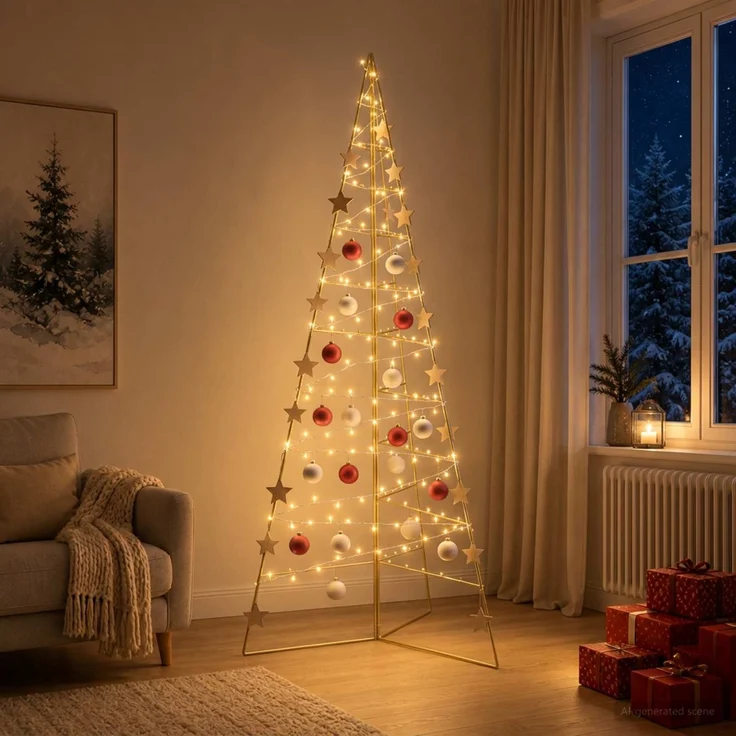 vidaXL Metall Weihnachtsbaum KUOPIO 180 cm Stahl Gold 42053860 – Bild 3
